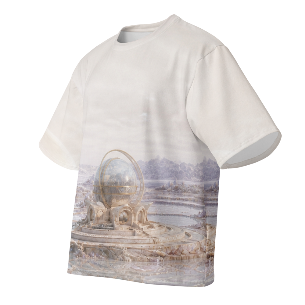 Pearl Meridian Basin all over print oversized tee, front view