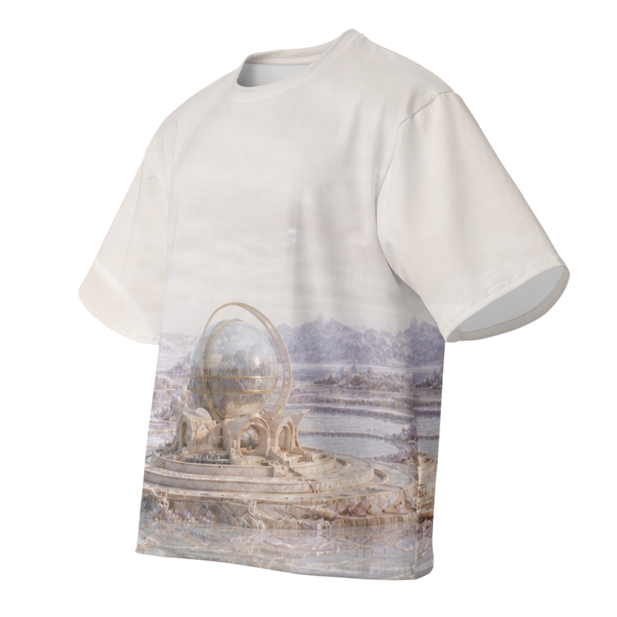 Pearl Meridian Basin all over print oversized tee, front view